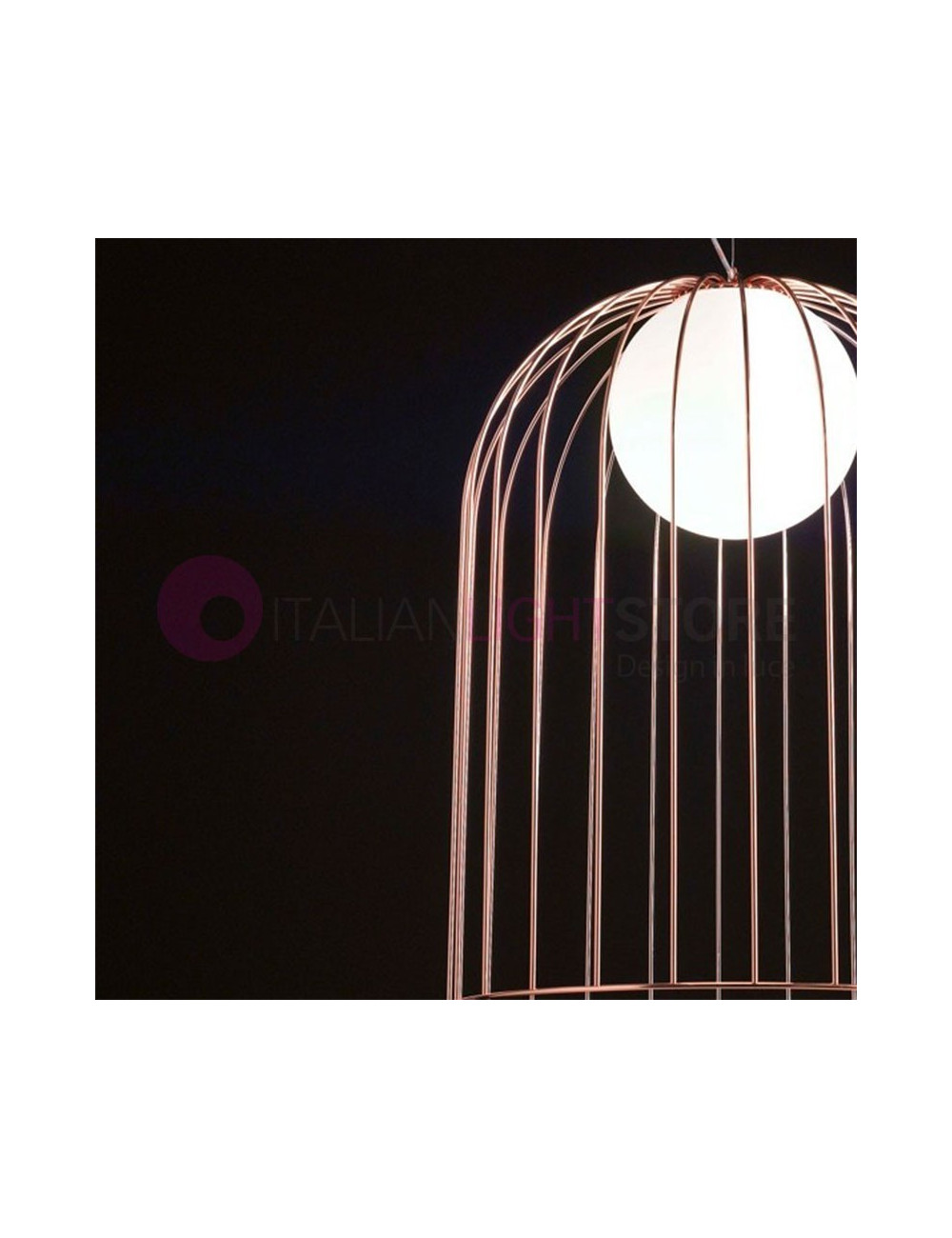 KLUVÌ 1094 Selene Iluminación | Suspendido Jaula de Metal de Cromo de Cobre Diseño Moderno