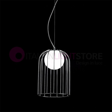 KLUVÌ 1094 Selene Iluminación | Suspendido Jaula de Metal de Cromo de Cobre Diseño Moderno