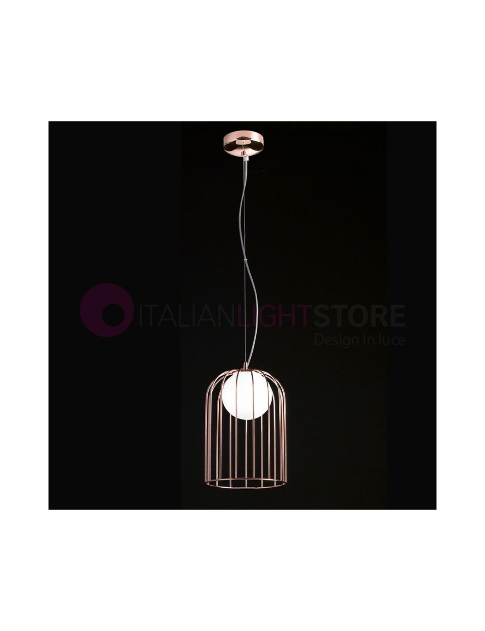 KLUVÌ 1093 Selene Beleuchtung | kleine Aufhängung Metall-Käfig Chrom Kupfer Modernes Design