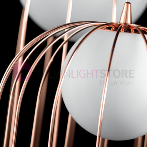 KLUVÌ 1093 Selene Lighting | small Suspension Metal Cage Chromium Copper Modern Design
