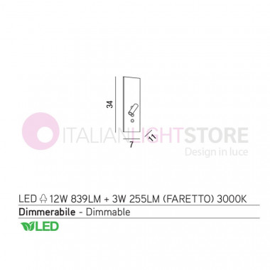 PLATE Wall Lamp White LED spotlight and a USB connector PERENZ 6638BLC