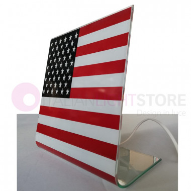 USA Flag Lampe de table American Flag Verre sérigraphié