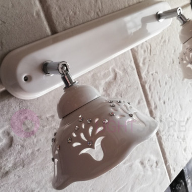 COROLLE Mur-Lampe 2 Lampes en Céramique Cristal de Bohême Pays | Ceramiche Borso