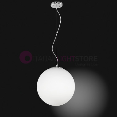 6346 Perenz de l'Éclairage | SPHERA Lampe à Suspension, Moderne Boule en Verre Blanc D. 40