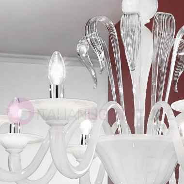 924/8 Vetrilamp | Lámpara de araña con 8 luces en cristal de Murano de color