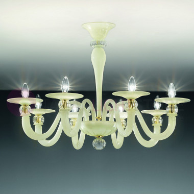 1154/PL8 VETRILAMP | CA' DEL DOGE Lámpara de techo 8 luces en cristal de Murano de color