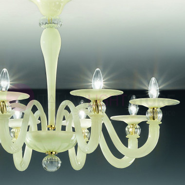 1154/8 VETRILAMP | CA' DEL DOGE Ceiling chandelier 8 lights in colored Murano glass