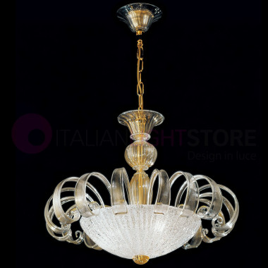 997 Vetrilamp | CA' D'ORO Elegante Pendelleuchte aus goldenem Muranoglas