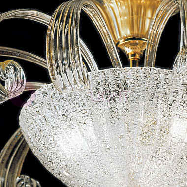 996/55 Vetrilamp | CA' D'ORO Elegant chandelier Leaf ceiling lamp in golden Murano glass
