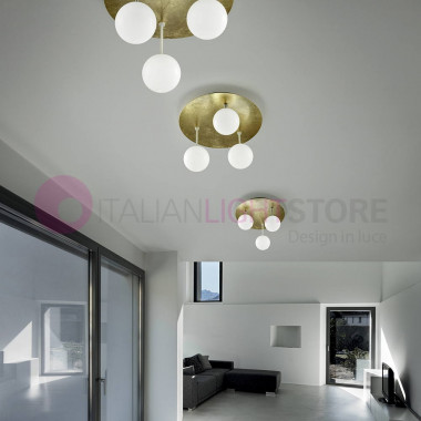 SFERA Lámpara de techo LED moderna d. 46 Diseño 3 Luces Vidrio Sfera Bianca Braga Iluminación