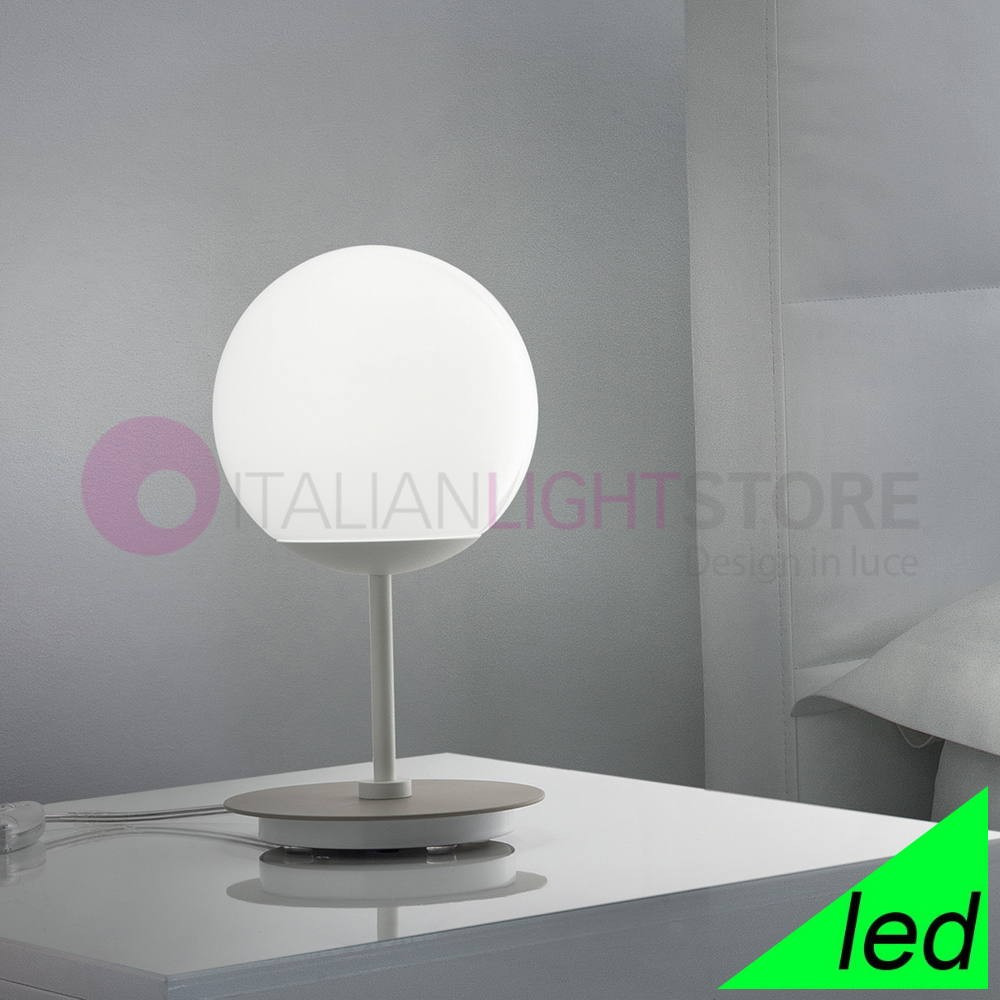 SFERA Lampada da Tavolo e Comodino a Led Design Vetro Sfera Bianca Braga Illuminazione