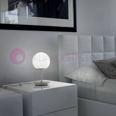 SFERA Led Table and Bedside Table Lamp Design Glass White Sphere Braga Lighting