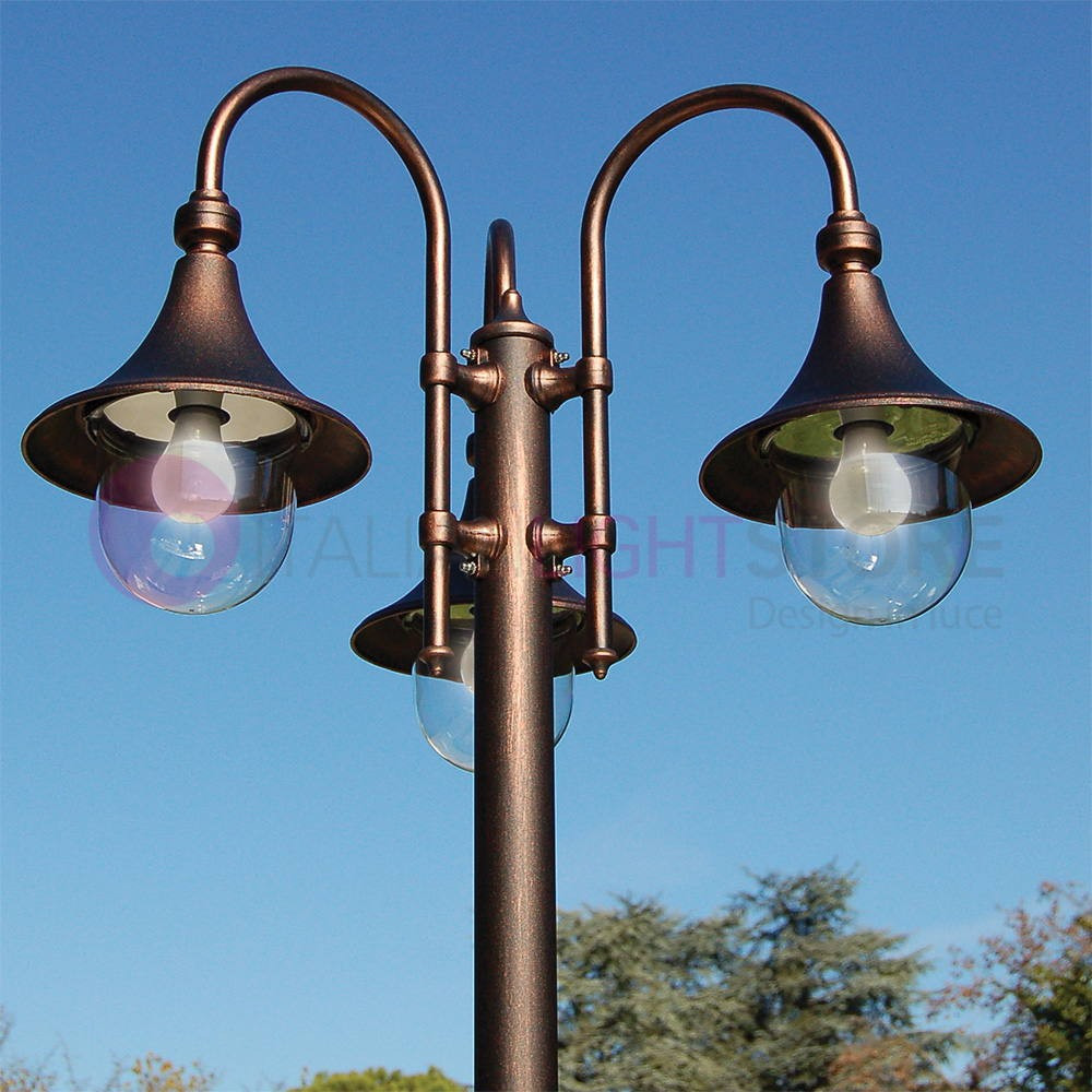 DIONE NERO Palo Lampione in Alluminio per Esterno Giardino 1906A3L Liberti Lamp