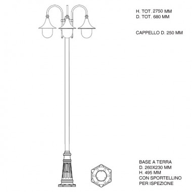 DIONE BIANCO Palo Lampione Classico Lampada Giardino 1947A Liberti Lamp