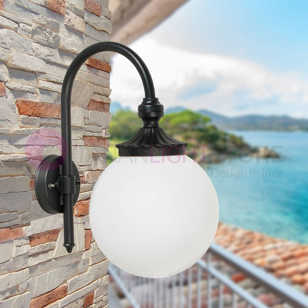 ANTARES Lanterne Extérieure Mur Anthracite avec Globe Sphere d.25 7502B3T Liberti Lampe