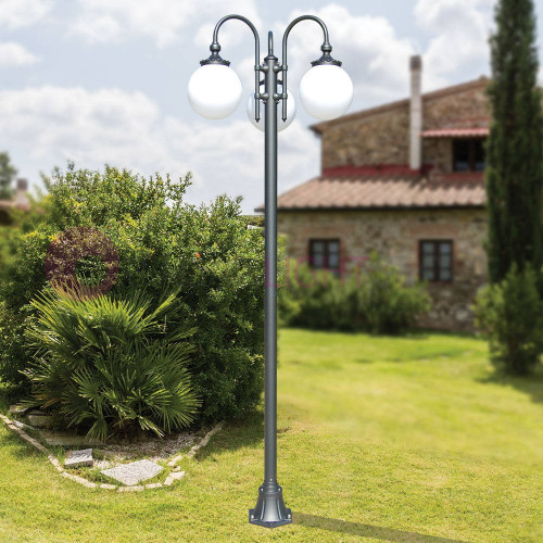 ANTARES Classic Street Light for Outdoor Garden Anthracite with Globe Spheres d.25 75153L Liberti Lamp