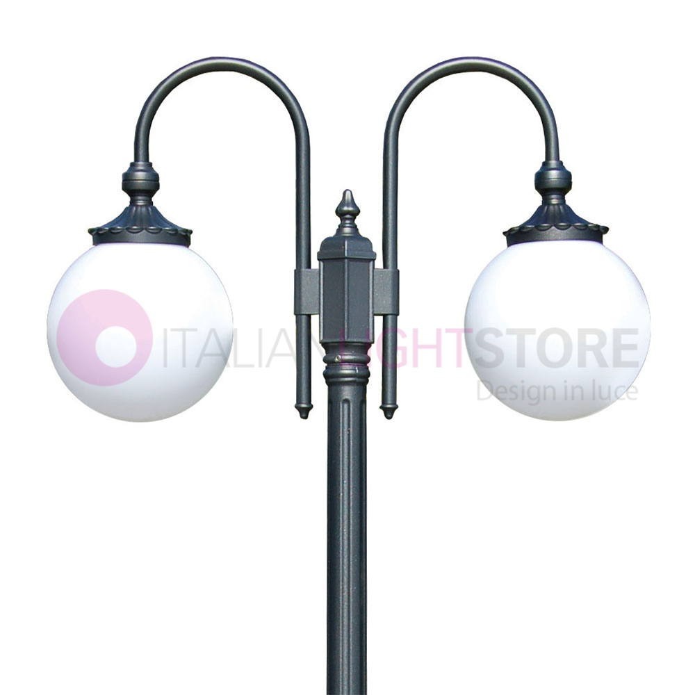 ANTARES Outdoor Street Light Garden Anthracite with Globe Sphere d.25 75102L Liberti Lamp