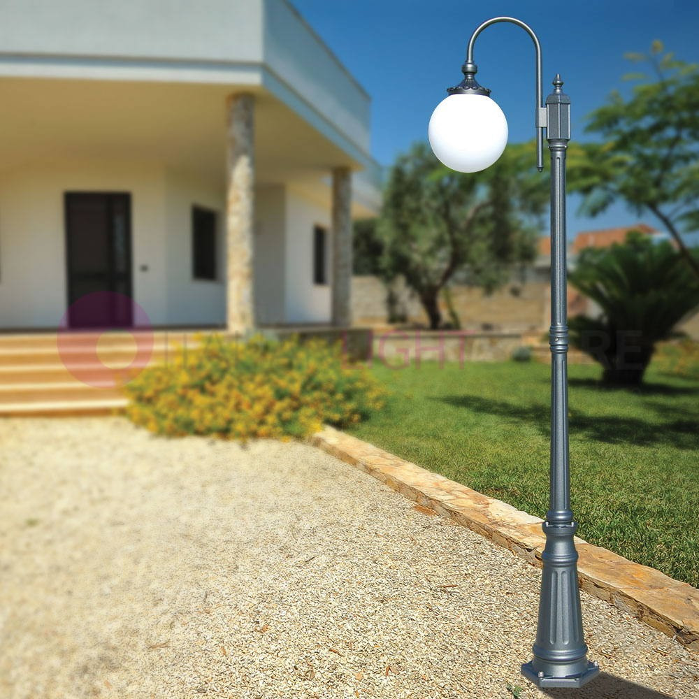 ANTARES Lampadaire Extérieur Jardin Anthracite avec Globe Sphere d.25 75111L Liberti LAmp