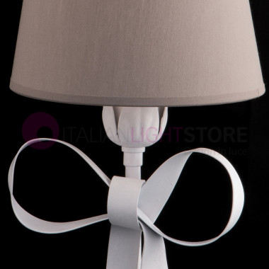 BOW Nachttisch Lampe Abat-jour Classic Weiß Shabby Chic mit Lampenschirm