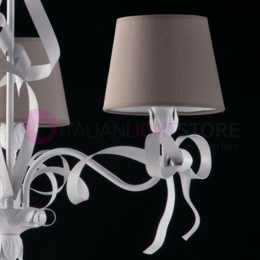 BOW Chandelier 3 Light Classic White Shabby Chic lamp Shades