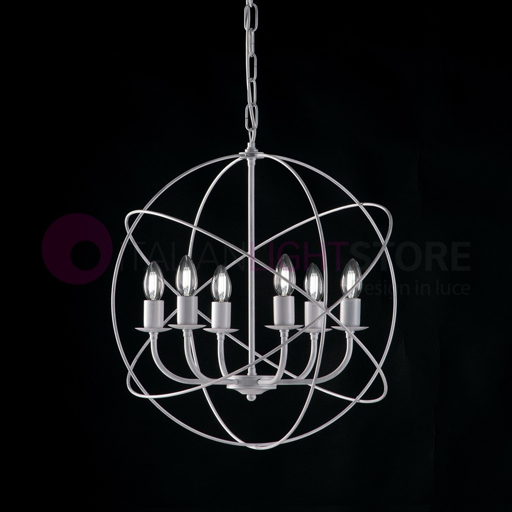 VIRGO White Chandelier with 6 Lights Modern Cage Design