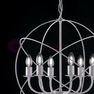 VIRGO White Chandelier with 6 Lights Modern Cage Design