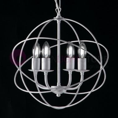 VIRGO White Chandelier with 4 Lights Modern Cage Design