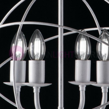 VIRGO Lustre Blanc 4 Lumières Design Moderne en Cage