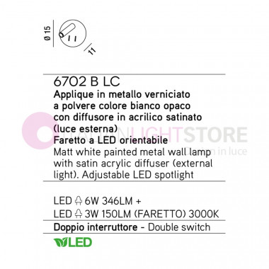 PLUG Applique Moderno Bianco a LED con faretto orientabile PERENZ 6702BLC