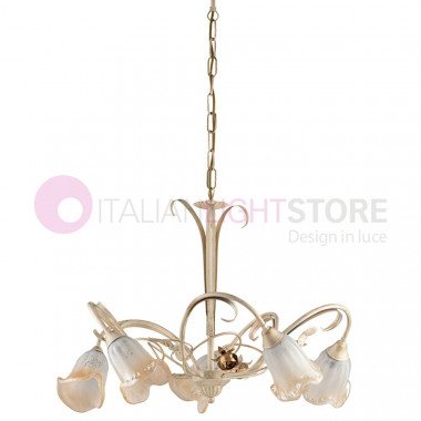 JENNY Wrought Iron Chandelier with 5 Lights Rustic Floral Florentine Style