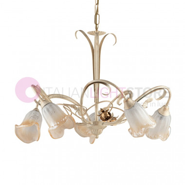 JENNY Wrought Iron Chandelier with 5 Lights Rustic Floral Florentine Style