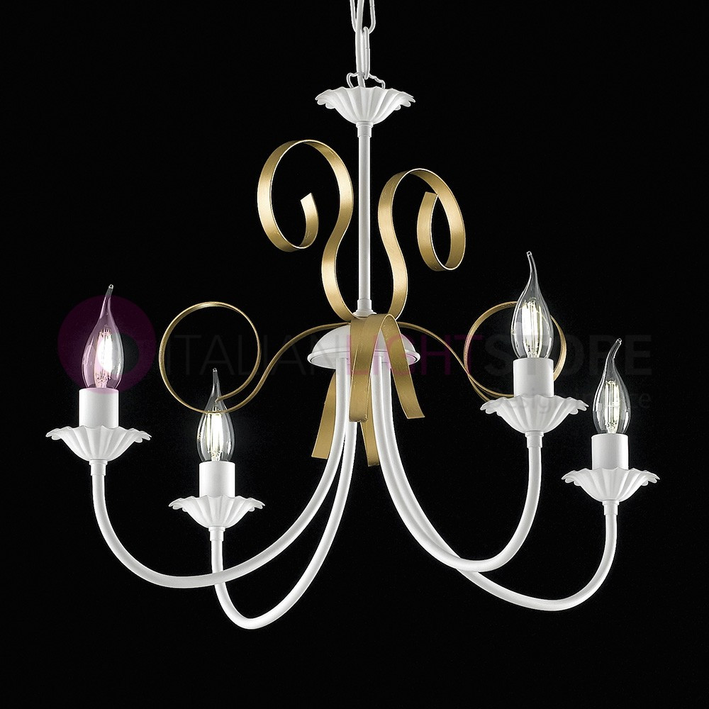 TURANDOT Candelabro 4 Luces Blanco Clásico Shabby Chic