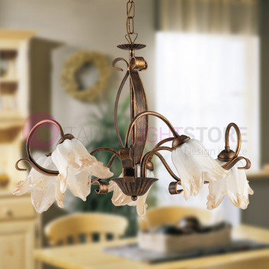 CLARISSA Wrought Iron Chandelier with 5 Lights Rustic Florentine Style