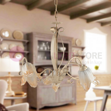 CLARISSA Wrought Iron Chandelier with 3 Lights Rustic Florentine Style