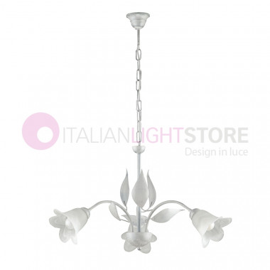 GRETA Chandelier rustic leaves 3 Lights wrought Iron Classic Florentine Style