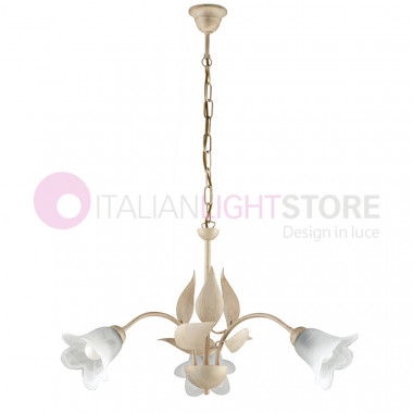 GRETA hojas de candelabro rústico con 3 luces de hierro forjado estilo florentino clásico
