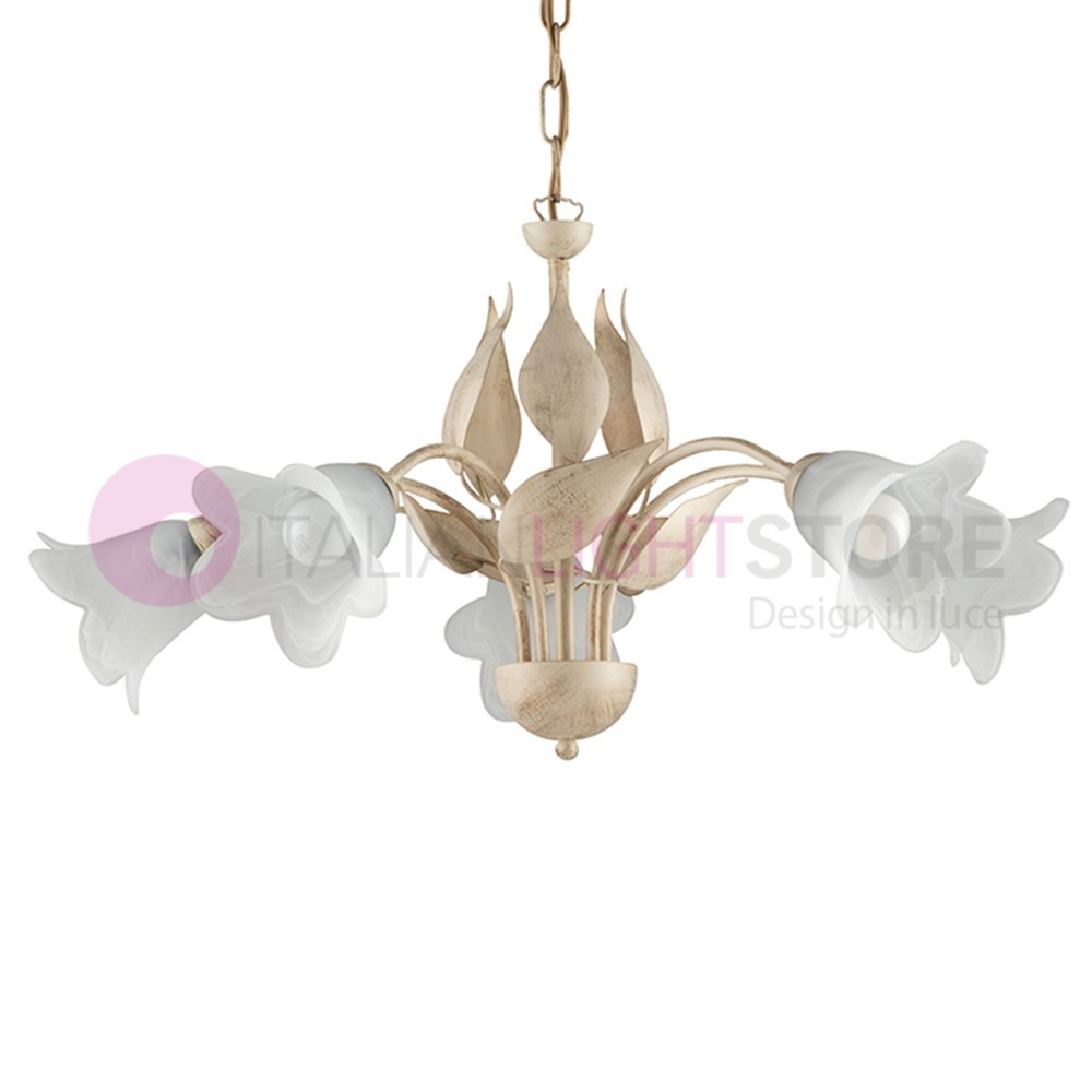 Le GRETA Lustre rustique feuilles 5 Lumières en Fer forgé de Style Florentin Classique Le GRETA Lustre rustique feuilles 5 Lumières en Fer forgé de Style Florentin Classique