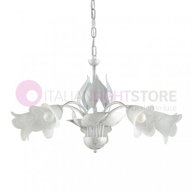 GRETA Chandelier rustic leaves 5 Lights wrought Iron Classic Florentine Style