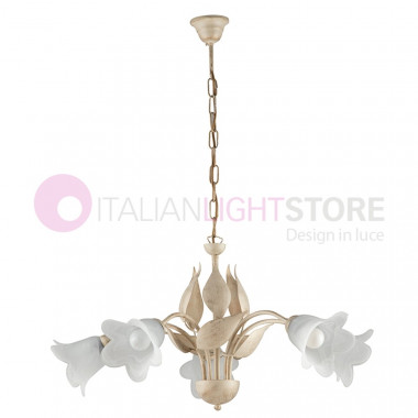 GRETA Chandelier rustic leaves 5 Lights wrought Iron Classic Florentine Style