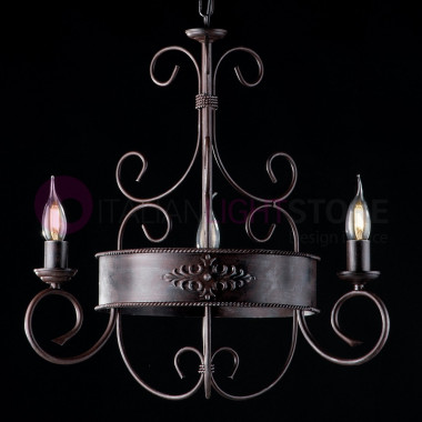 ARENA Chandelier 3 Lights wrought Iron, Classic Rustic