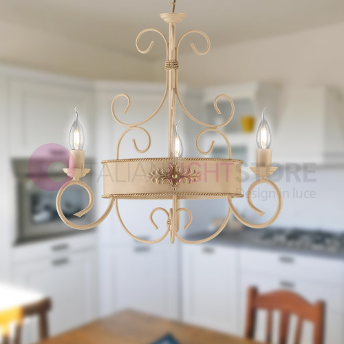 ARENA Chandelier 3 Lights wrought Iron, Classic Rustic