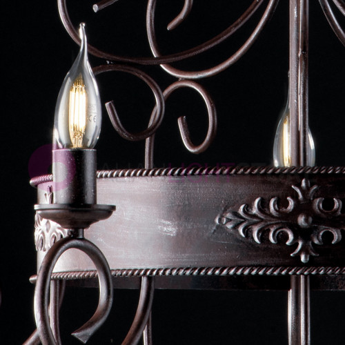 ARENA Candelabro con 5 luces de hierro forjado clásico rústico