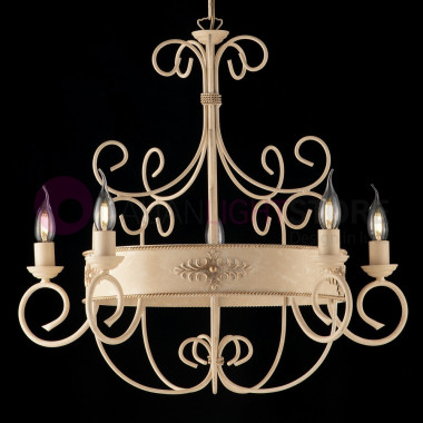 ARENA Chandelier 5 Lights wrought Iron, Classic Rustic