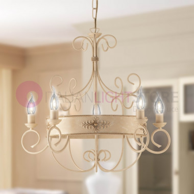 ARENA Chandelier 5 Lights wrought Iron, Classic Rustic