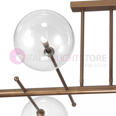 ESTRO Metallux Éclairage - Plafonnier télescopique allongé avec 8 sphères en verre