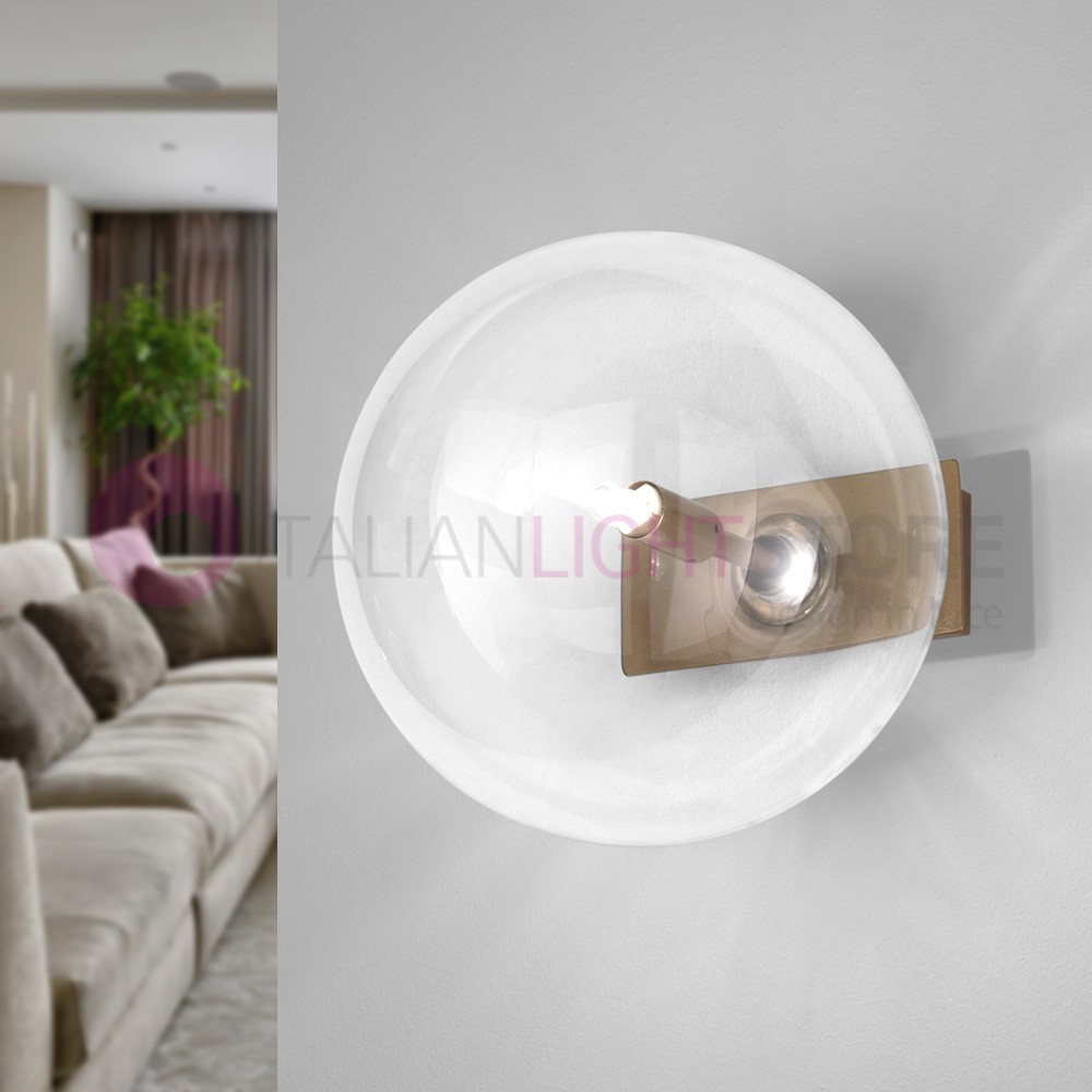 ESTRO Applique a parete Moderno 1 Luce a Sfera in Vetro d20 Metallux Illuminazione