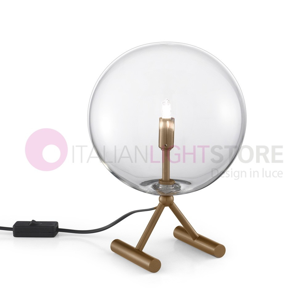 ESTRO Lumetto da Comodino Moderno 1 Luce a Sfera in Vetro d20 Metallux Illuminazione