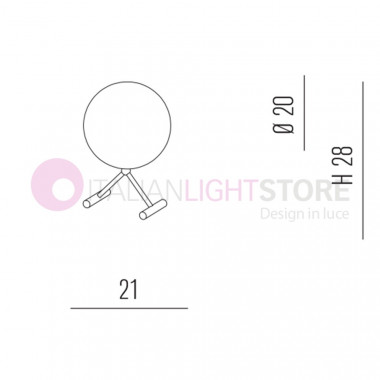ESTRO Lumetto Nachttisch Modernes 1-Licht-Kugel aus Glas d20 Metallux Beleuchtung