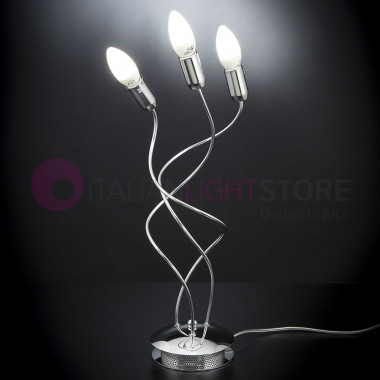 FREE SPIRIT CLASSIC Lampada da Tavolo Moderna Cromo 3 Luci Bracci Flessibili Metallux