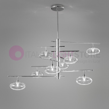 DOLCE Telescopic Suspension Modern 6 or 8 Ball Lights in Blown Glass Metallux